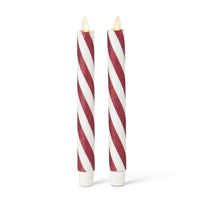 2 Pack 9.5 Inch Red & White Wax Luminara Indoor Taper Candles