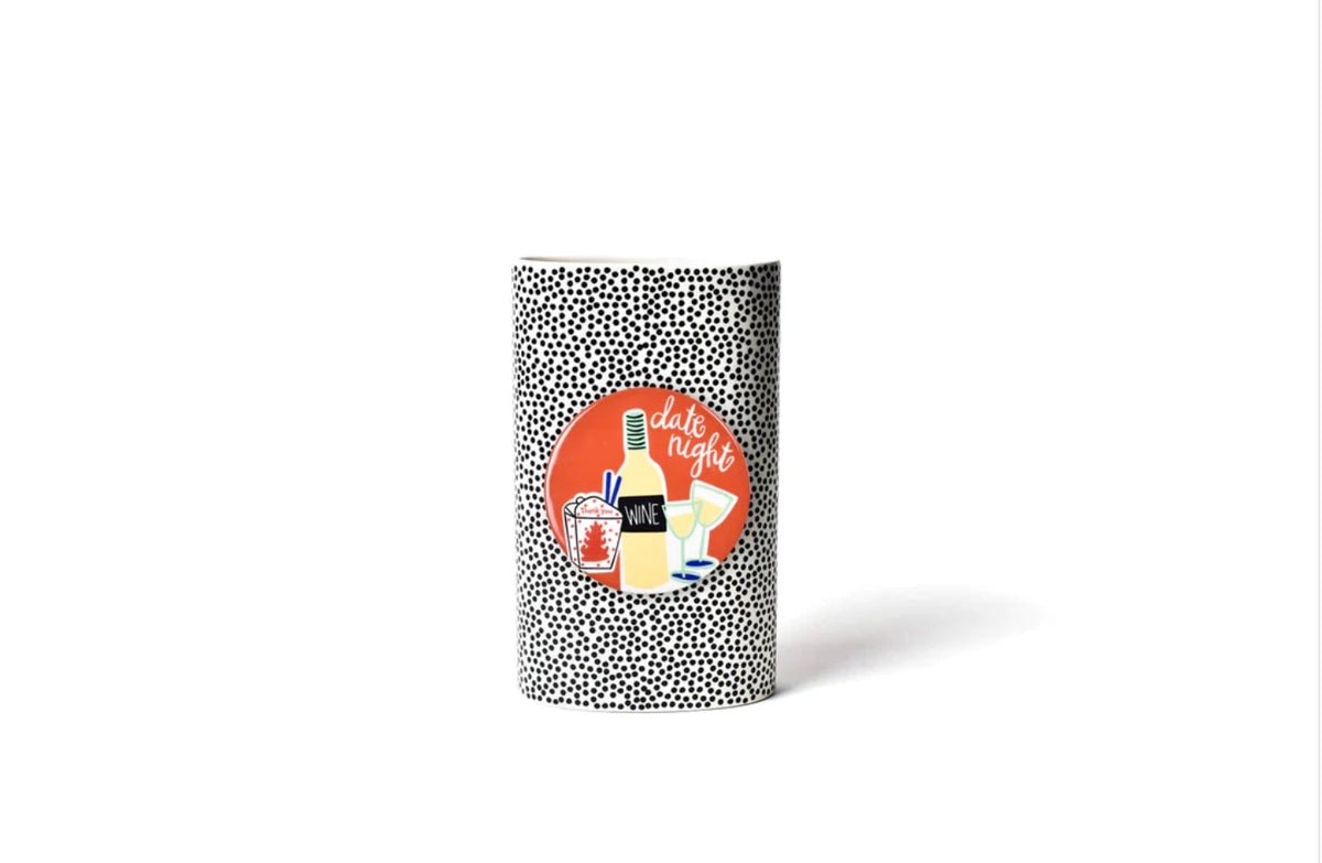 Black Small Dot Big Oval Vase