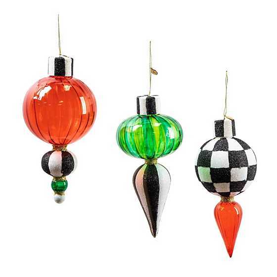Red & Green Glass Drop Ornaments