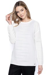 PINTUCK SWEATER TOP-OFF WHITE
