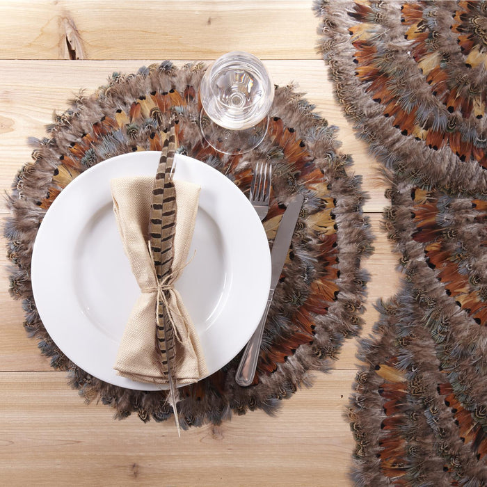 Round Decorative Mats - Pheasant Feathers
