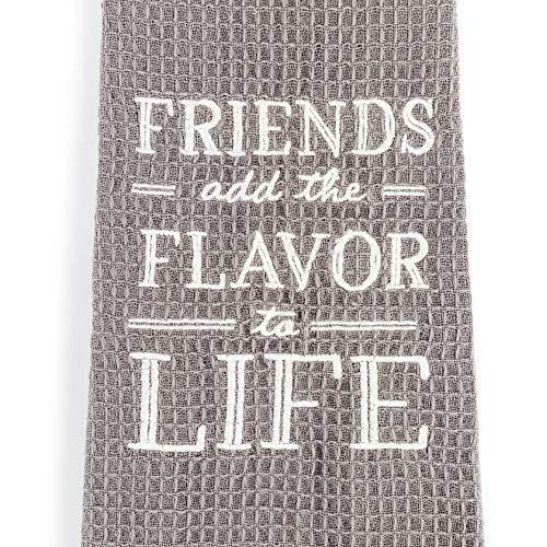 Friends Add Flavor to Life Grey One Size Cotton Fabric Dish Towel Kitchen Boa
