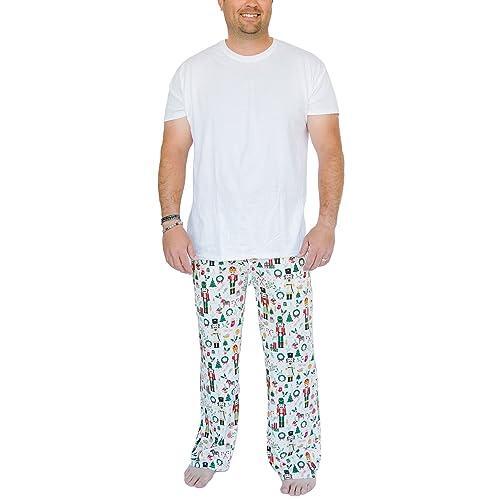 Mary Square 46353 Classic Nutcracker Stocking Wreath Pattern Polyester Blend Men's Pajama PJ Lounge Pants