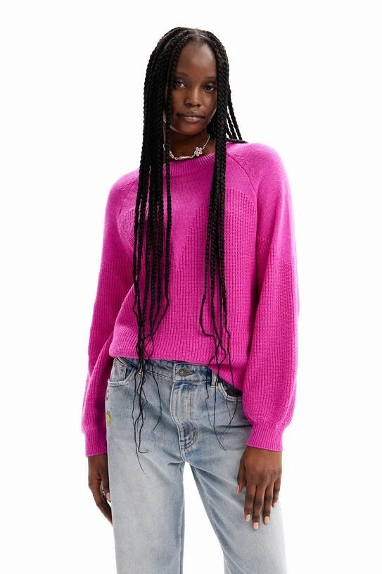 Plain sheer pullover-Fuschia