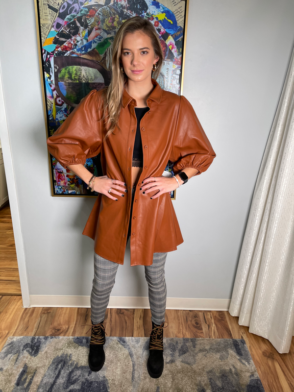 Vegan Leather Exaggerated Top