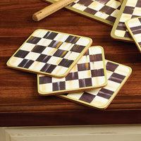 Courtly Check Cork Back Coasters- Set of 4