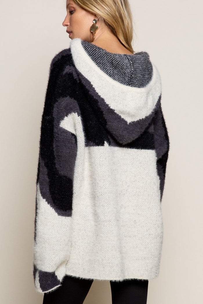 Charcoal Zebra Hoodie Sweater