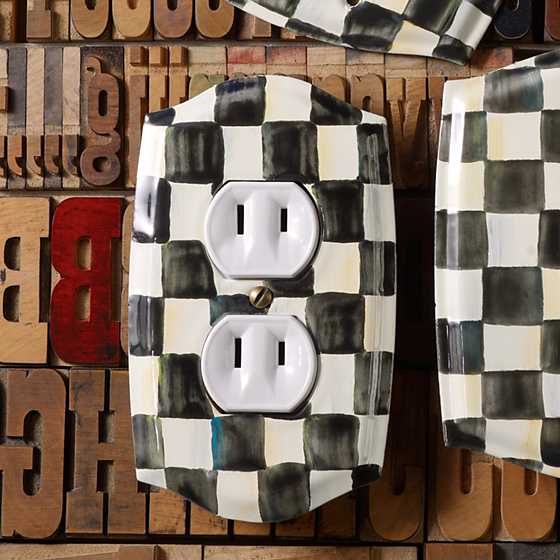 Courtly Check Enamel Double Outlet Cover