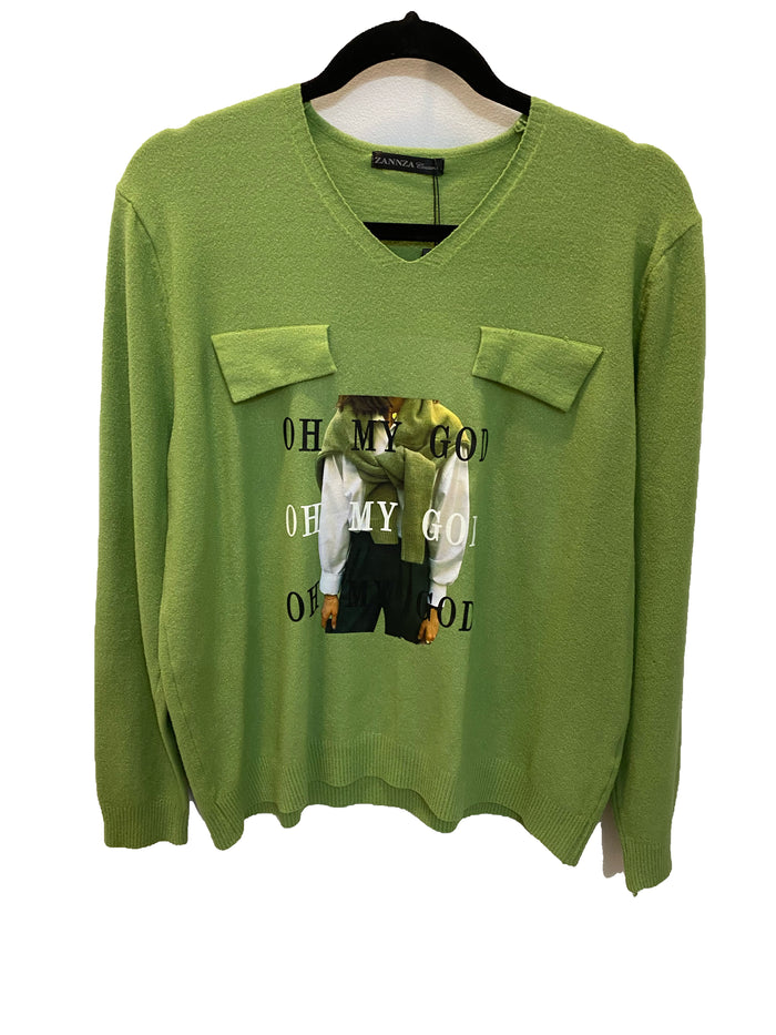 OMG Green Zannza Sweater