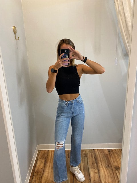 High-Rise Long Straight Jeans