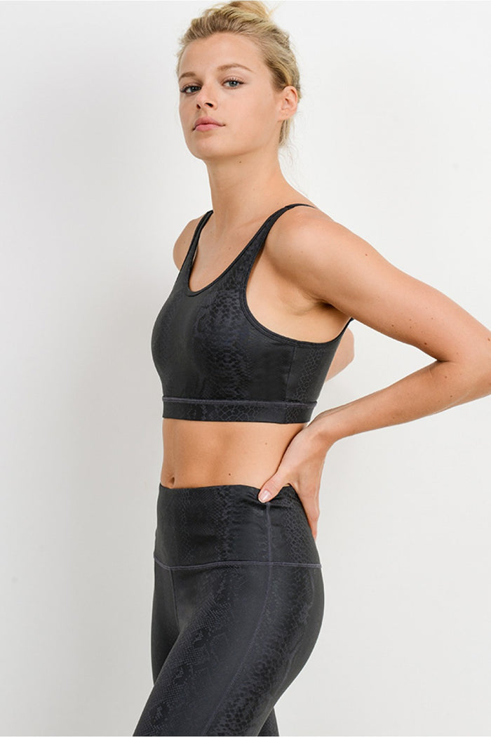 Black Mamba Snake Foil Print Classic Sports Bra