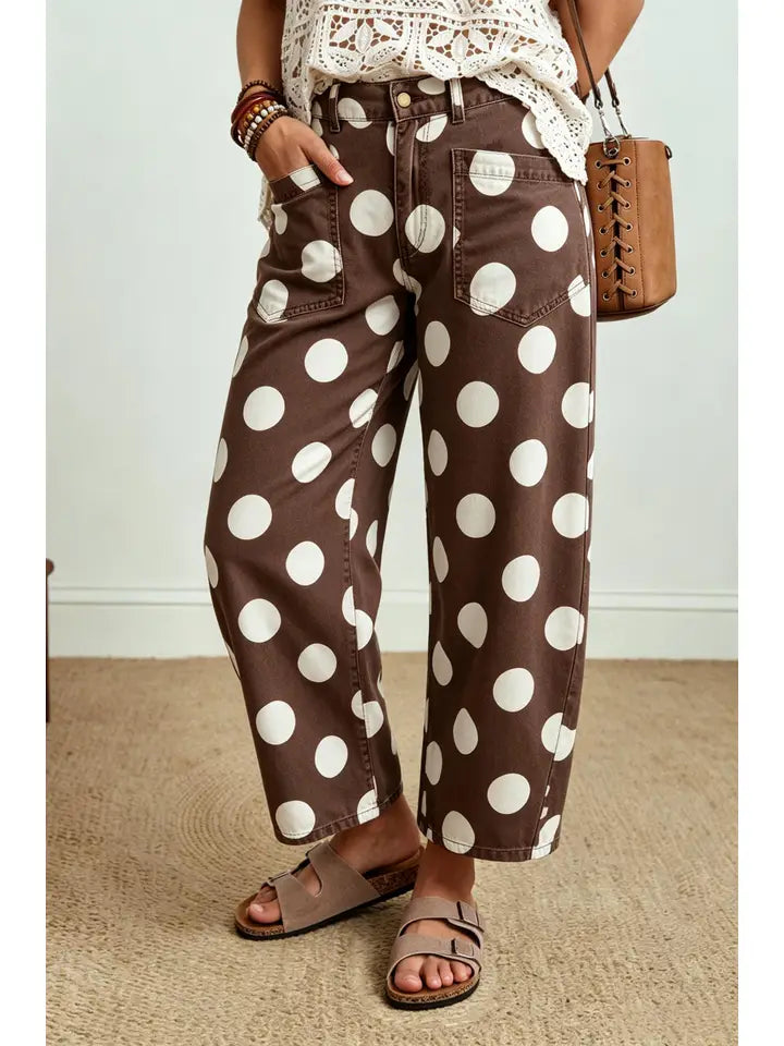 Polka Dot Ankle Length Casual Shift Jeans
