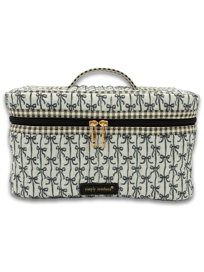 Black Bow Quilted Makeup Case