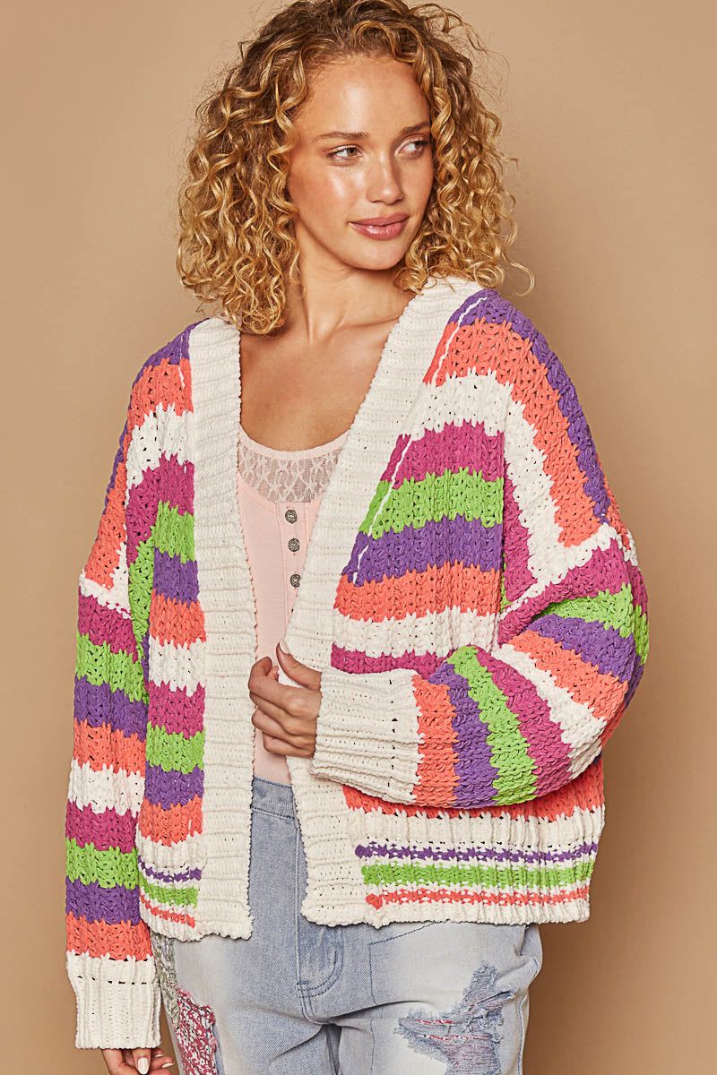 Relaxed Fit Cardigan Top in Chenille Sweater