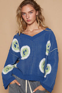 V-neck Long Sleeve Peace Berber Print