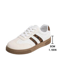 Textured Woven Leopard Patchwork Flat Sneakers