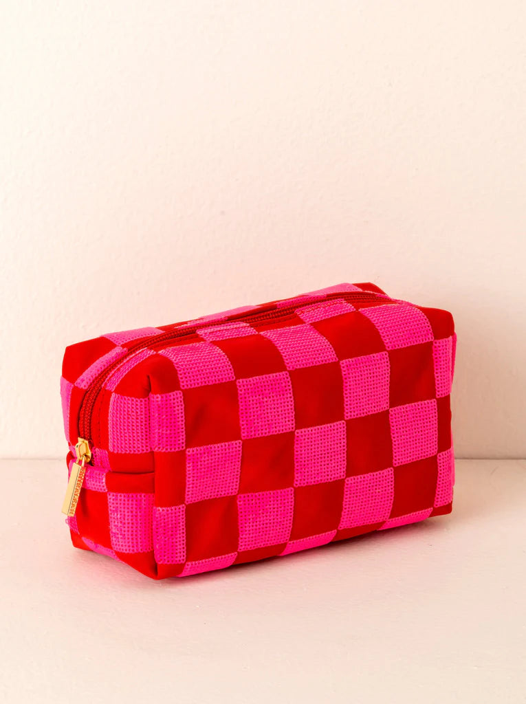 Cara Check Pattern Cosmetic Pouch