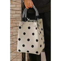 Cute Knitted Handbag Polka Dot Magnetic Button Tote Bag