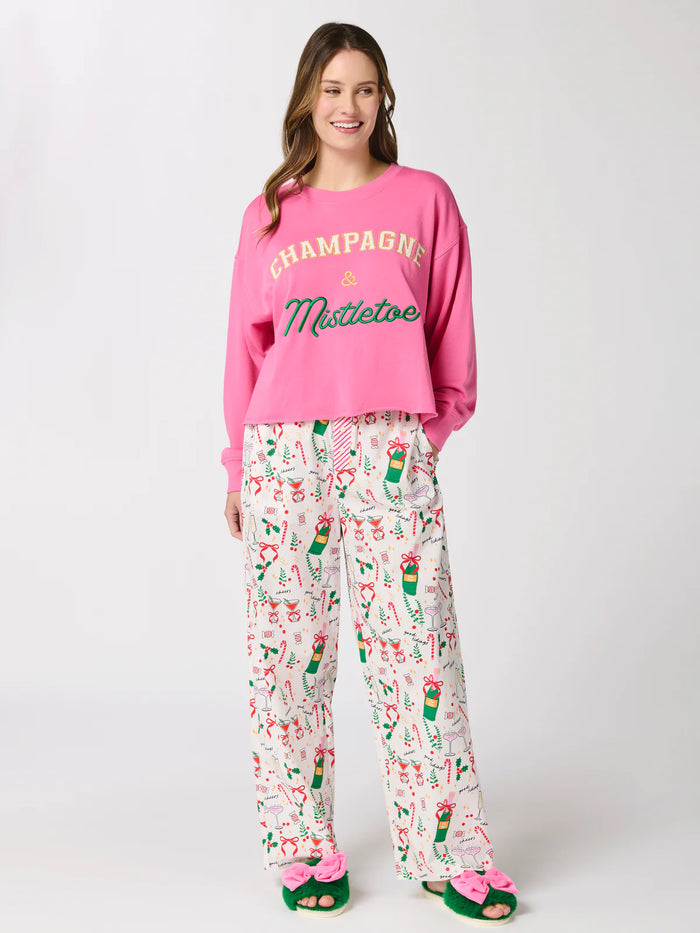 "Champagne & Mistletoe" Lounge Sweatshirt, Azalea