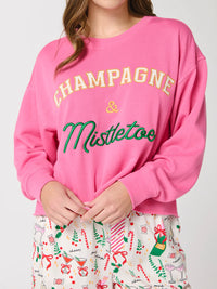 "Champagne & Mistletoe" Lounge Sweatshirt, Azalea