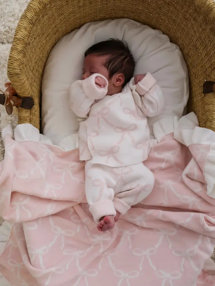 Bow Ruffle Kimono Set | Baby Pink  3-6 Mos.