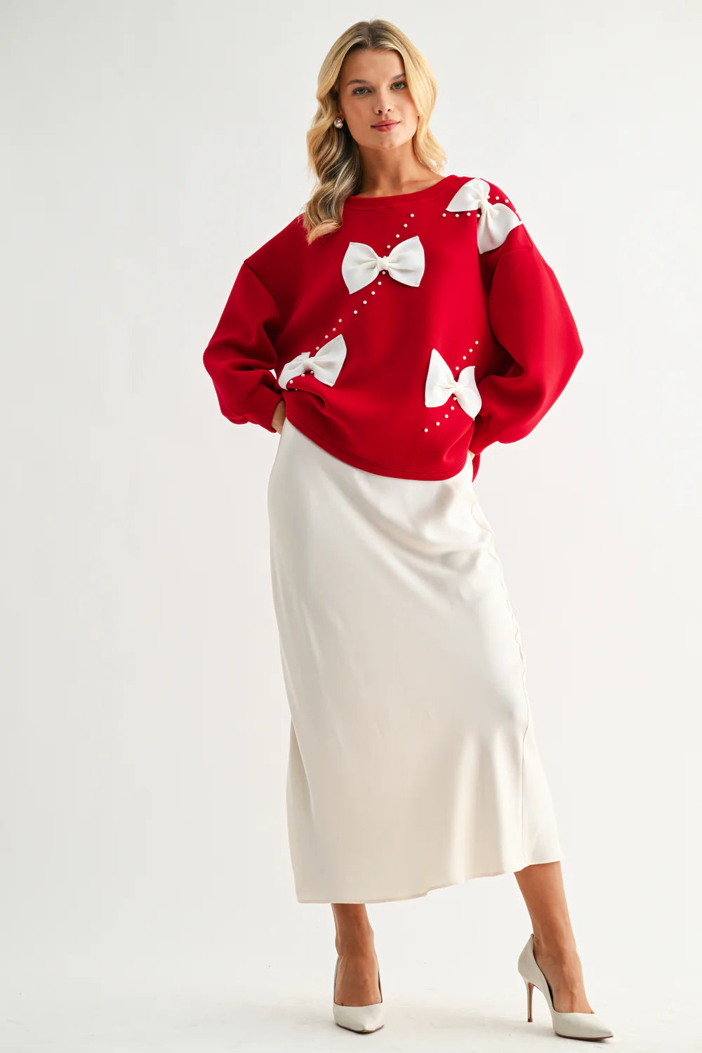 Flora French Scuba Ribbon-Bow Top