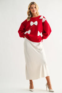 Flora French Scuba Ribbon-Bow Top