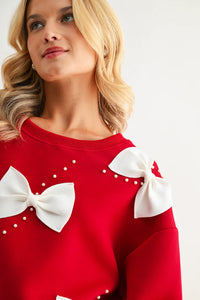 Flora French Scuba Ribbon-Bow Top