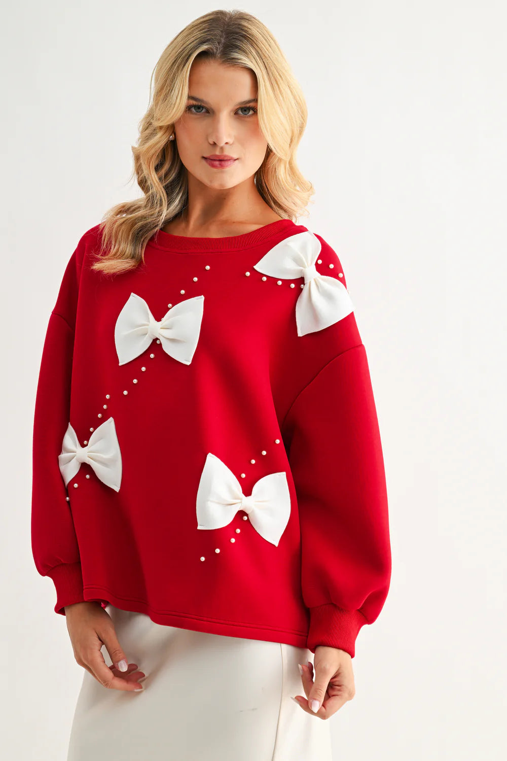 Flora French Scuba Ribbon-Bow Top