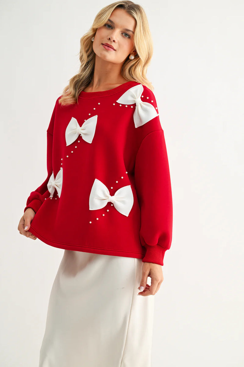 Flora French Scuba Ribbon-Bow Top