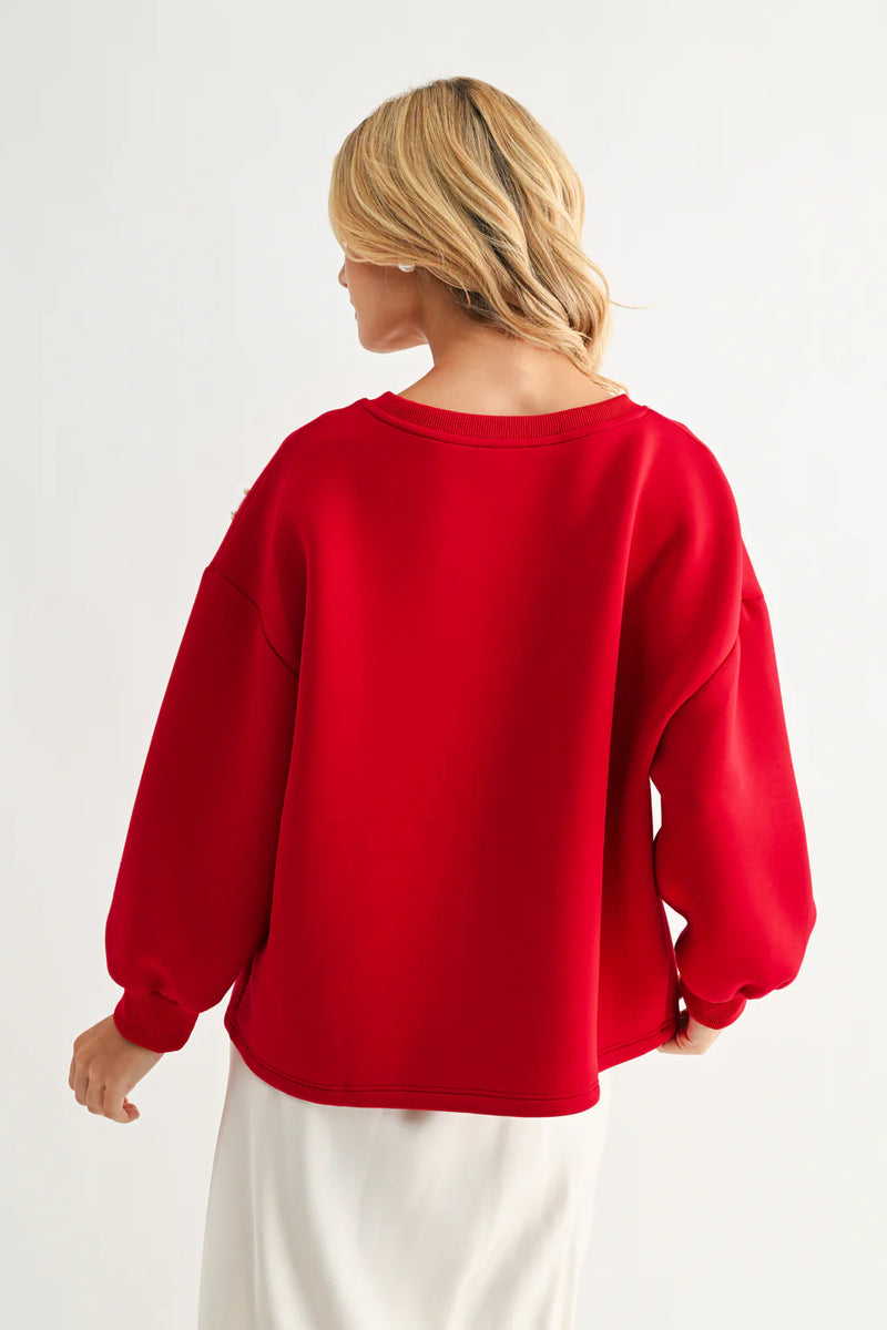 Flora French Scuba Ribbon-Bow Top