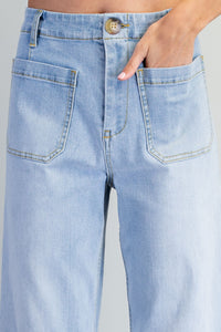 Mineral Washed Patch Pocket Jeans