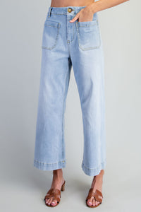 Mineral Washed Patch Pocket Jeans