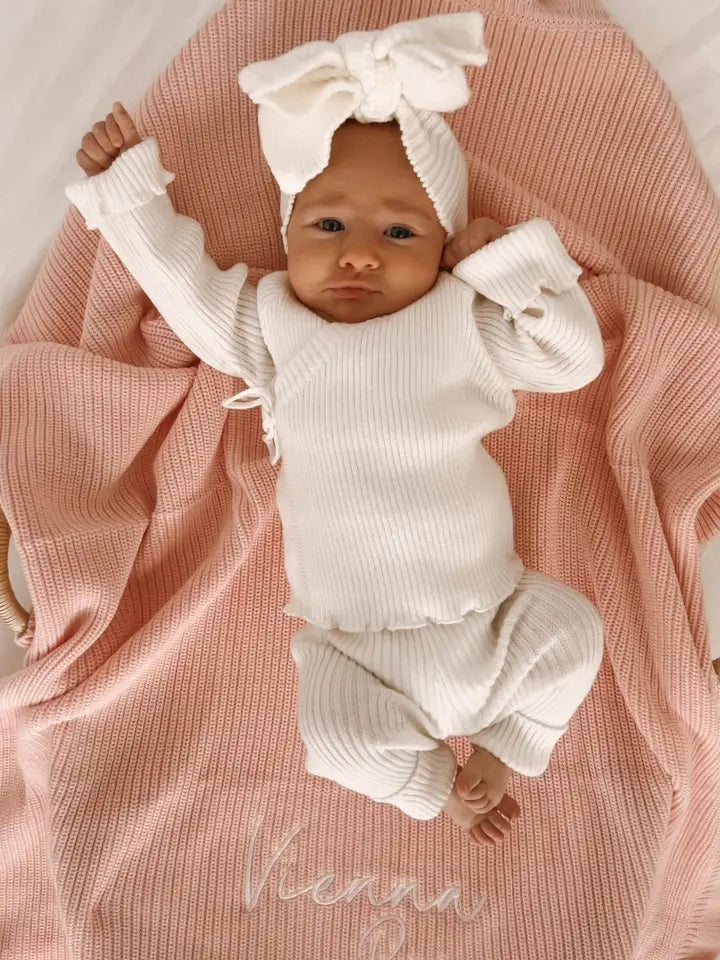 Ribbed Kimono Set | Milk   0-3 Mos.