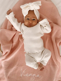 Ribbed Kimono Set | Milk   0-3 Mos.