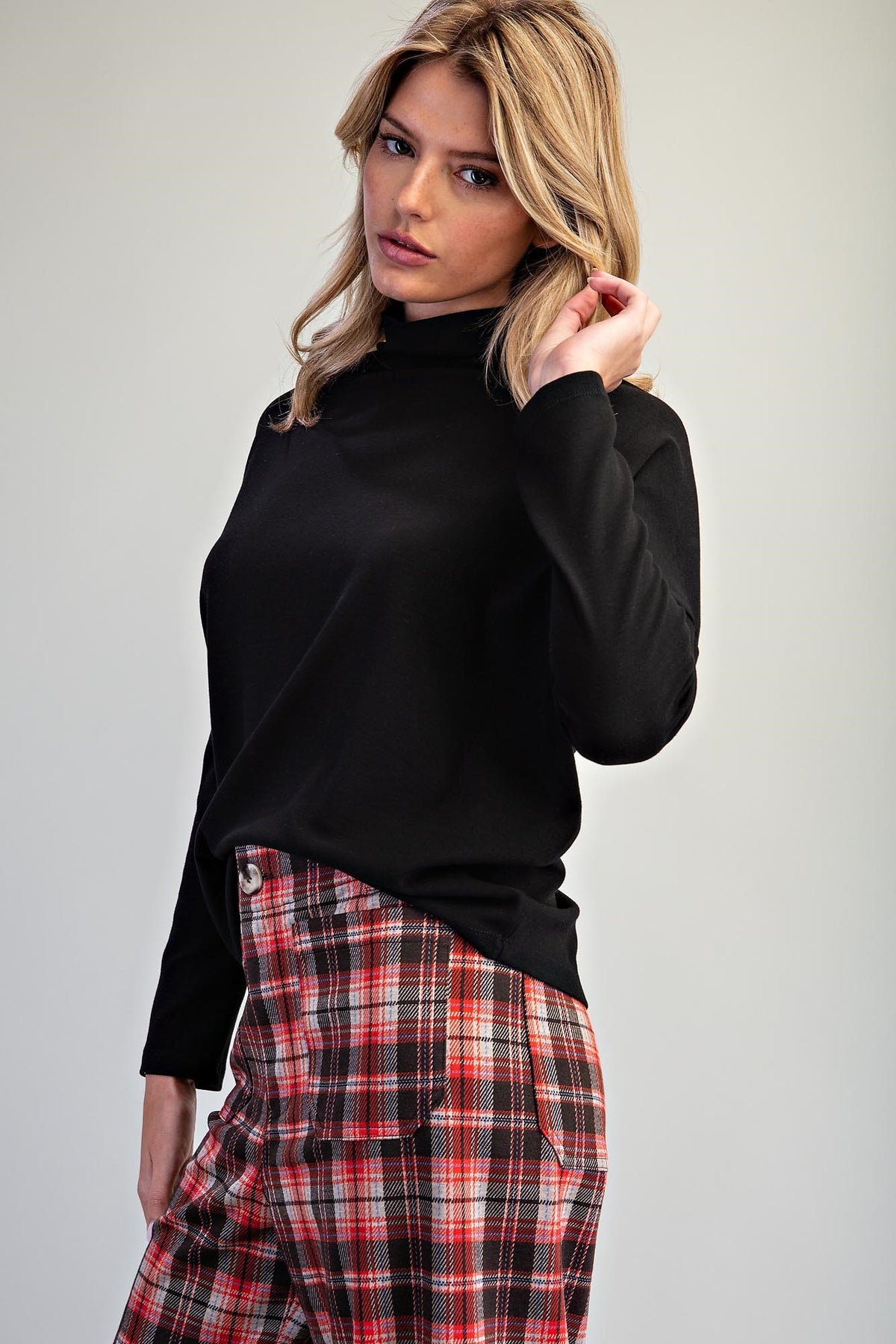Mock Neck Dolman Sleeve Knit Top