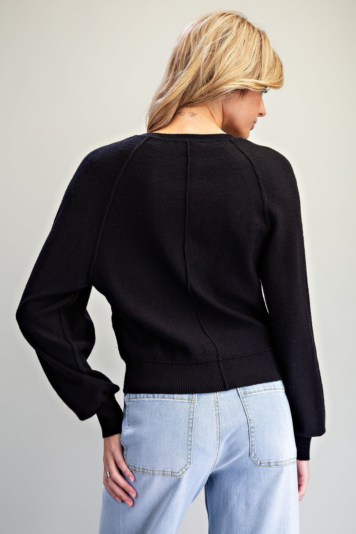 Raglan Henley Half Button Knit Sweater