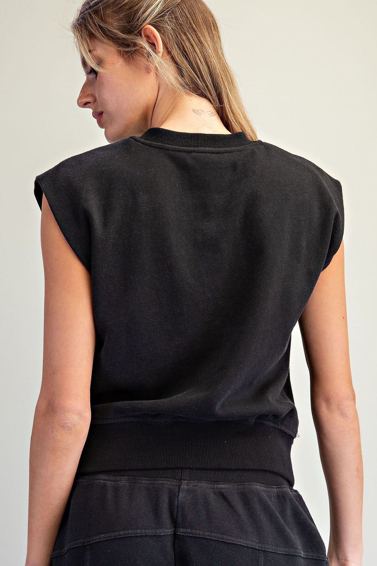 Notched Neck Cap Sleeve Top