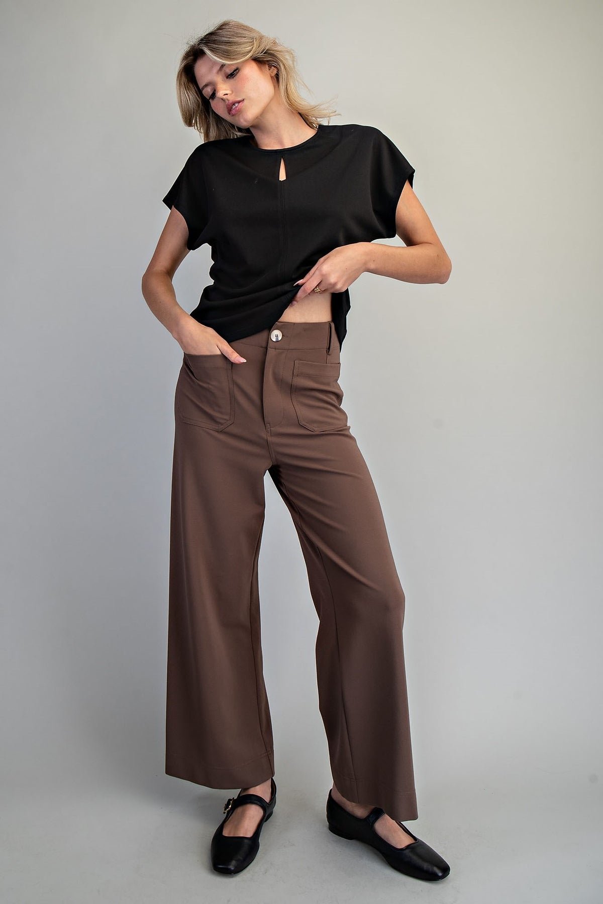 Solid Wide Leg Pants