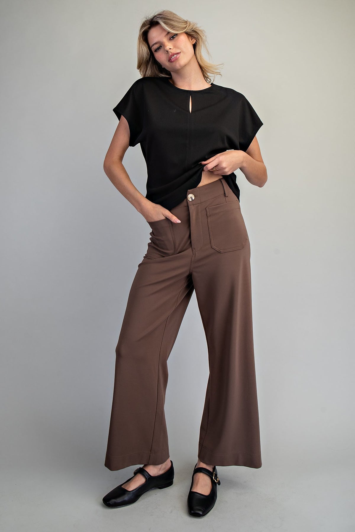 Solid Wide Leg Pants