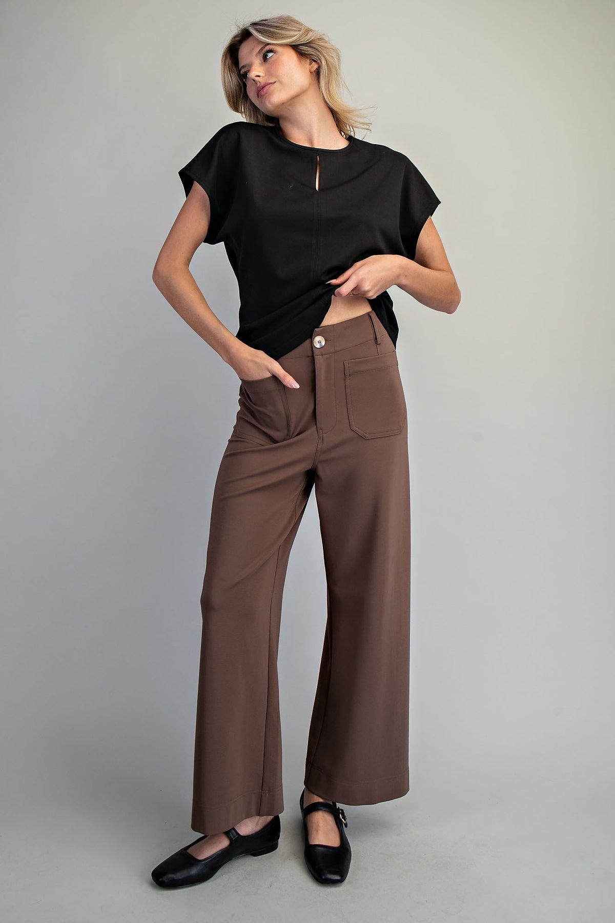 Solid Wide Leg Pants