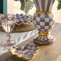 Plum Check Fluted Ceramic Heart Plate