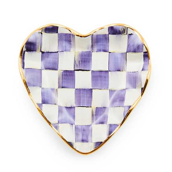 Plum Check Fluted Ceramic Heart Plate