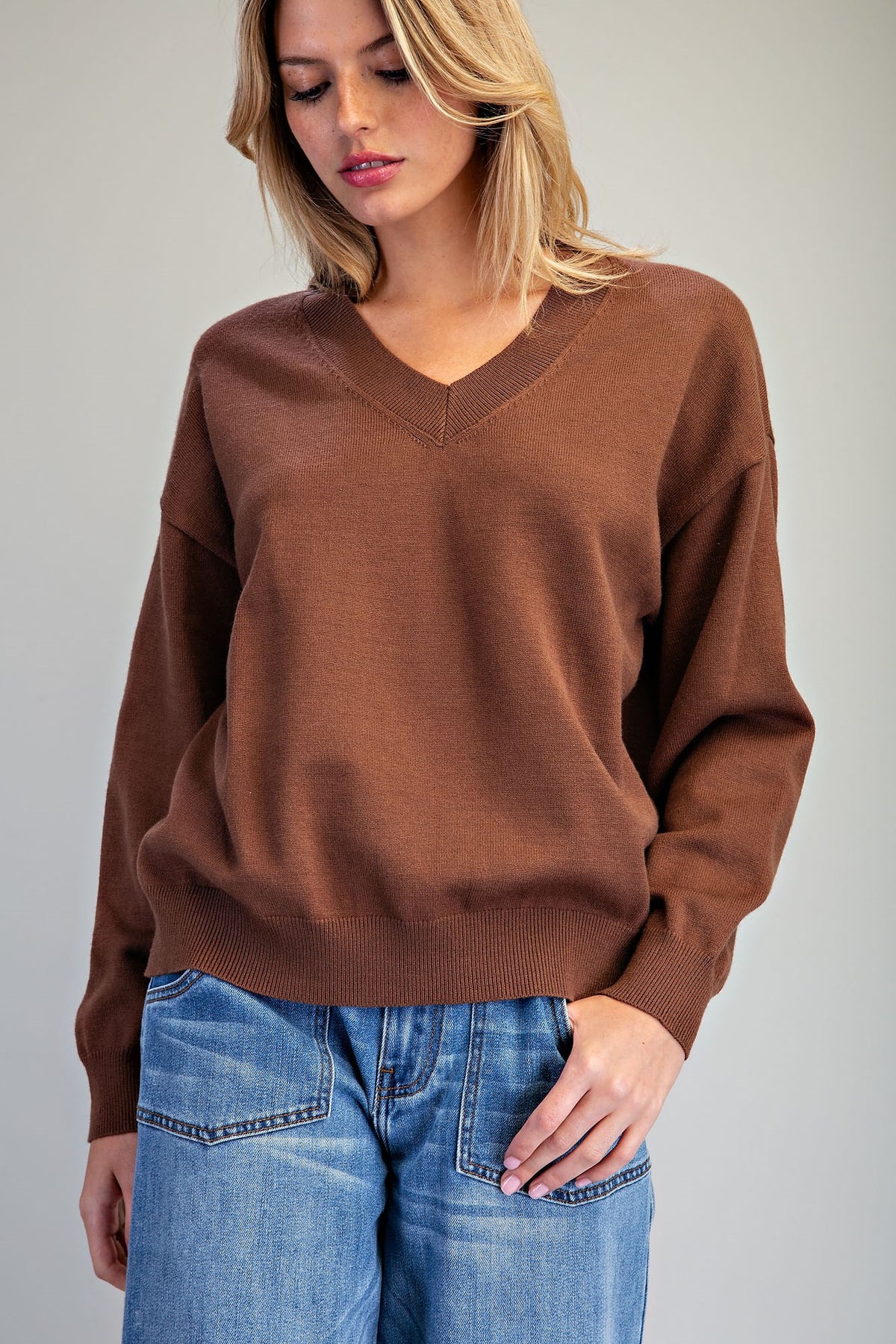 V-Neck Knit Sweater