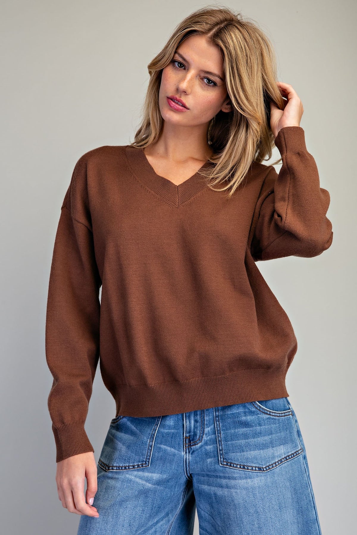 V-Neck Knit Sweater