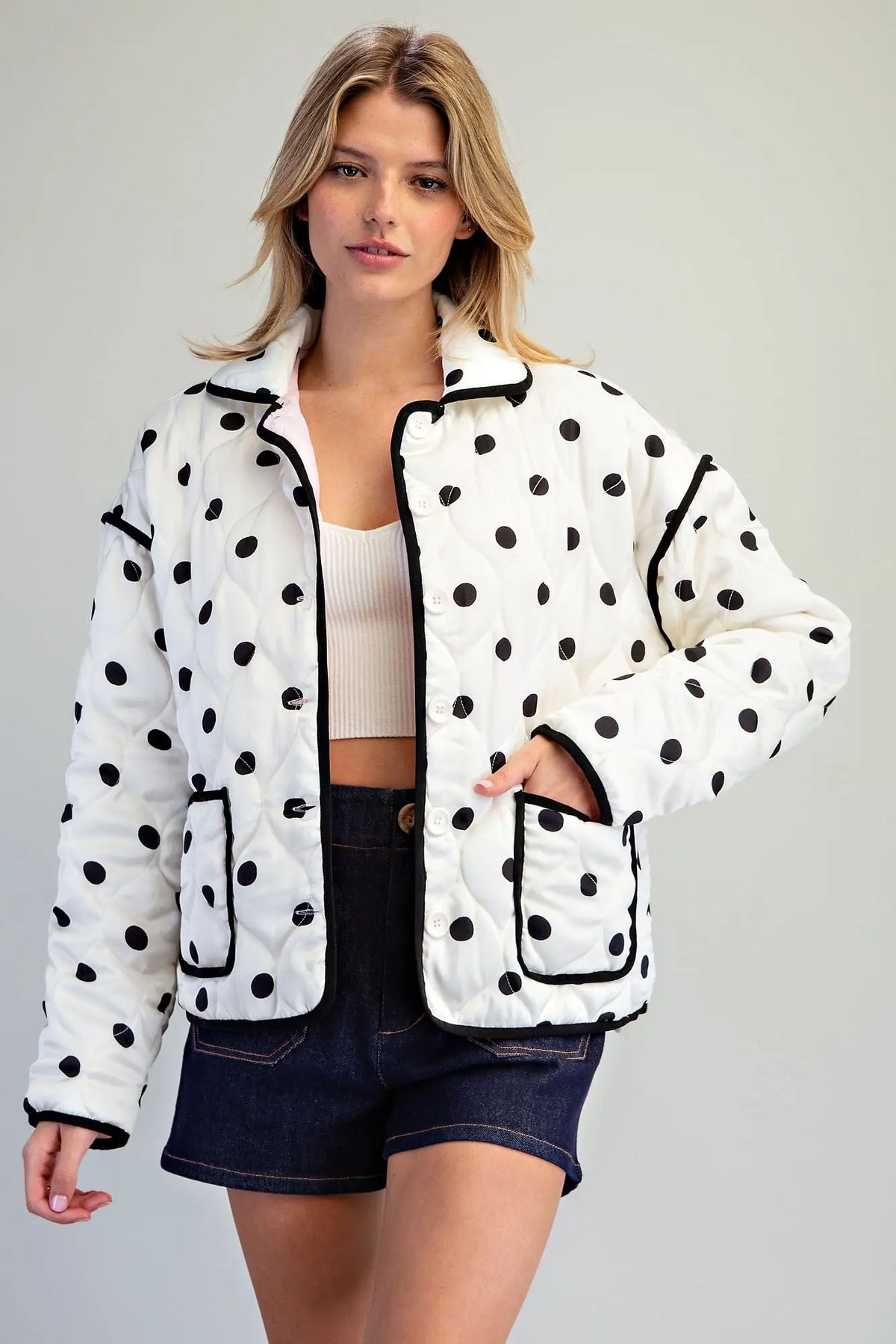 Polka Dot Quilted Jacket