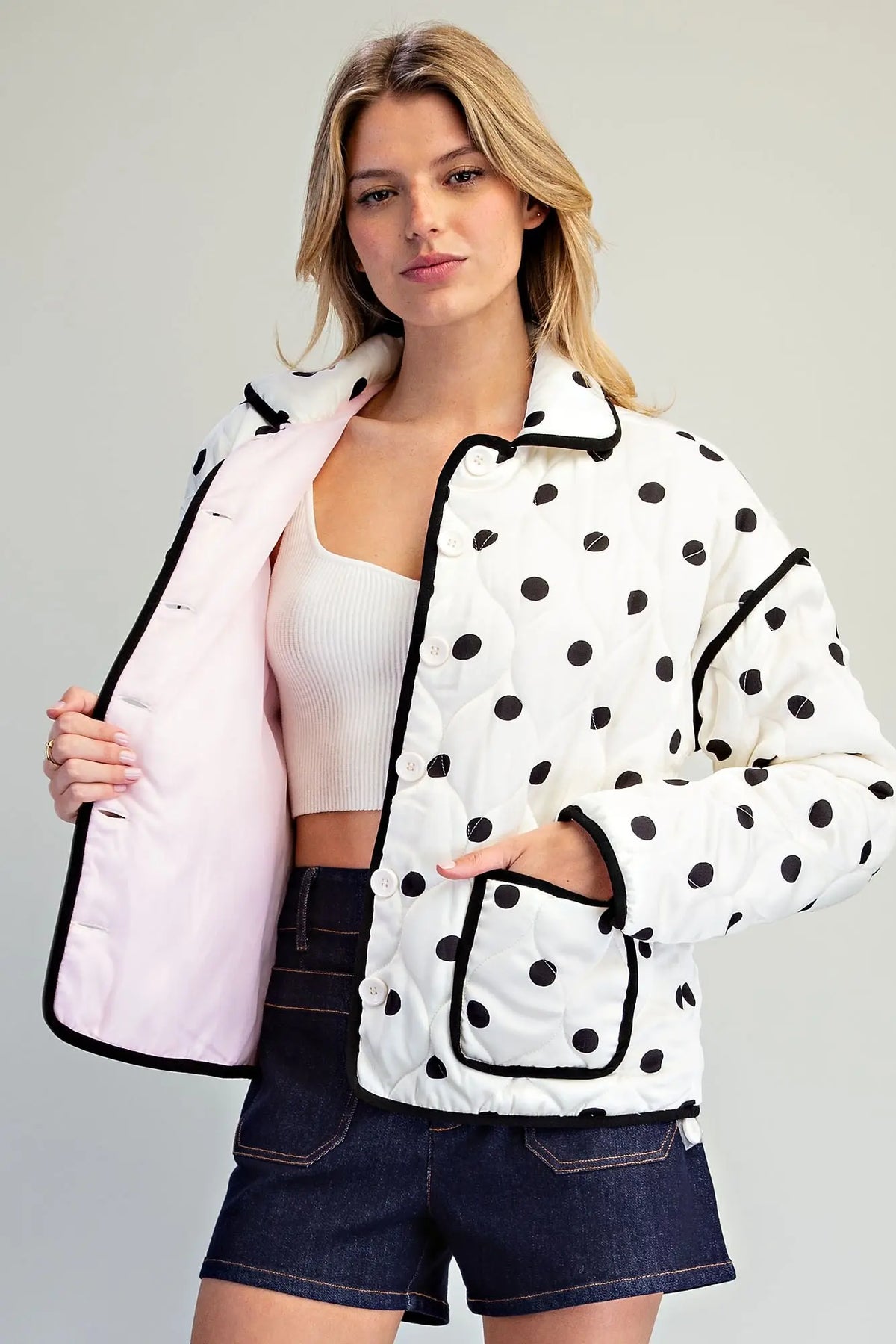 Polka Dot Quilted Jacket