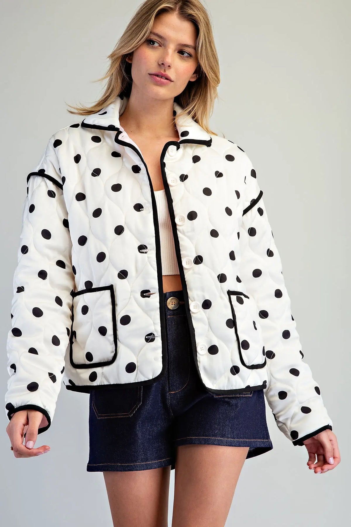 Polka Dot Quilted Jacket