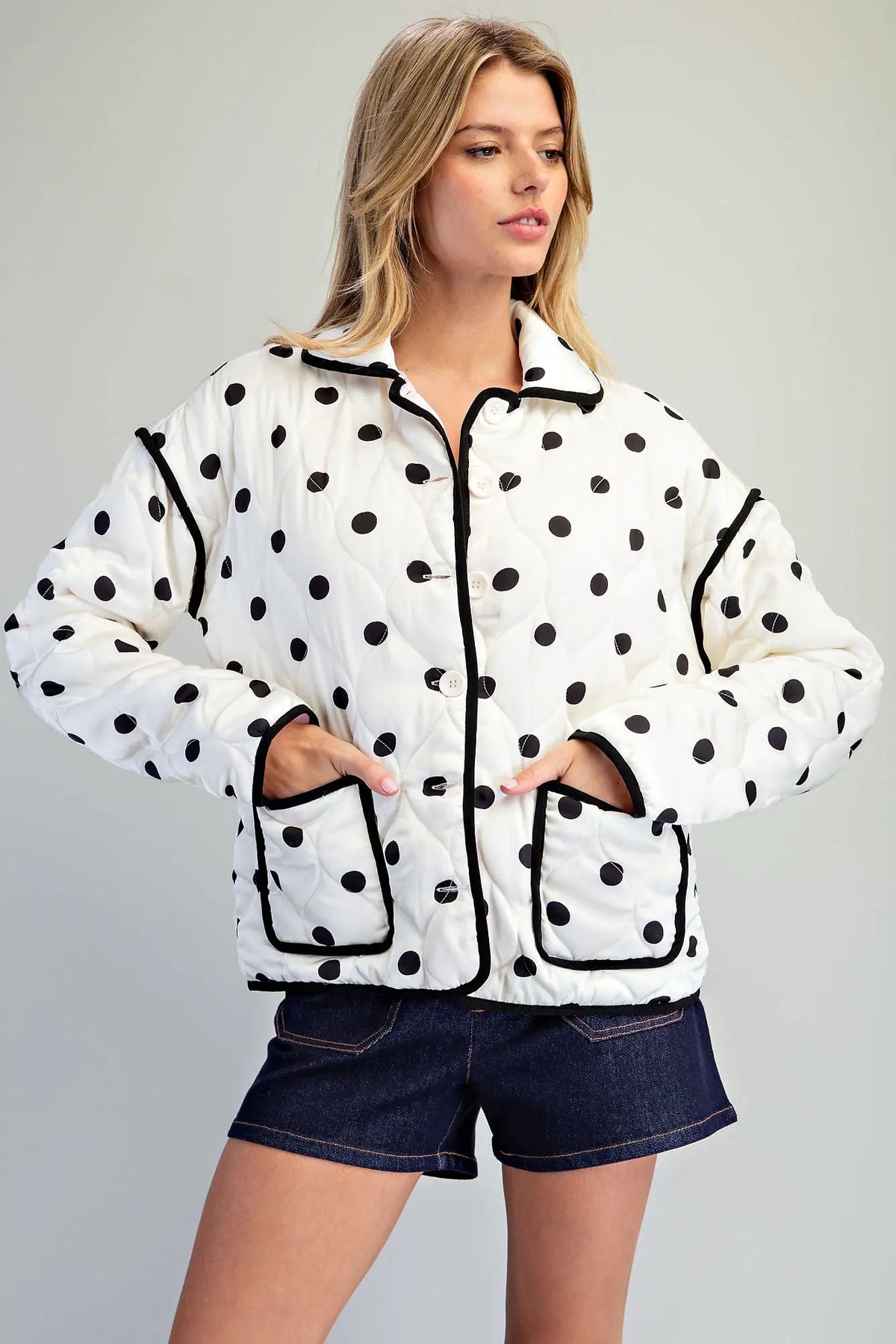 Polka Dot Quilted Jacket