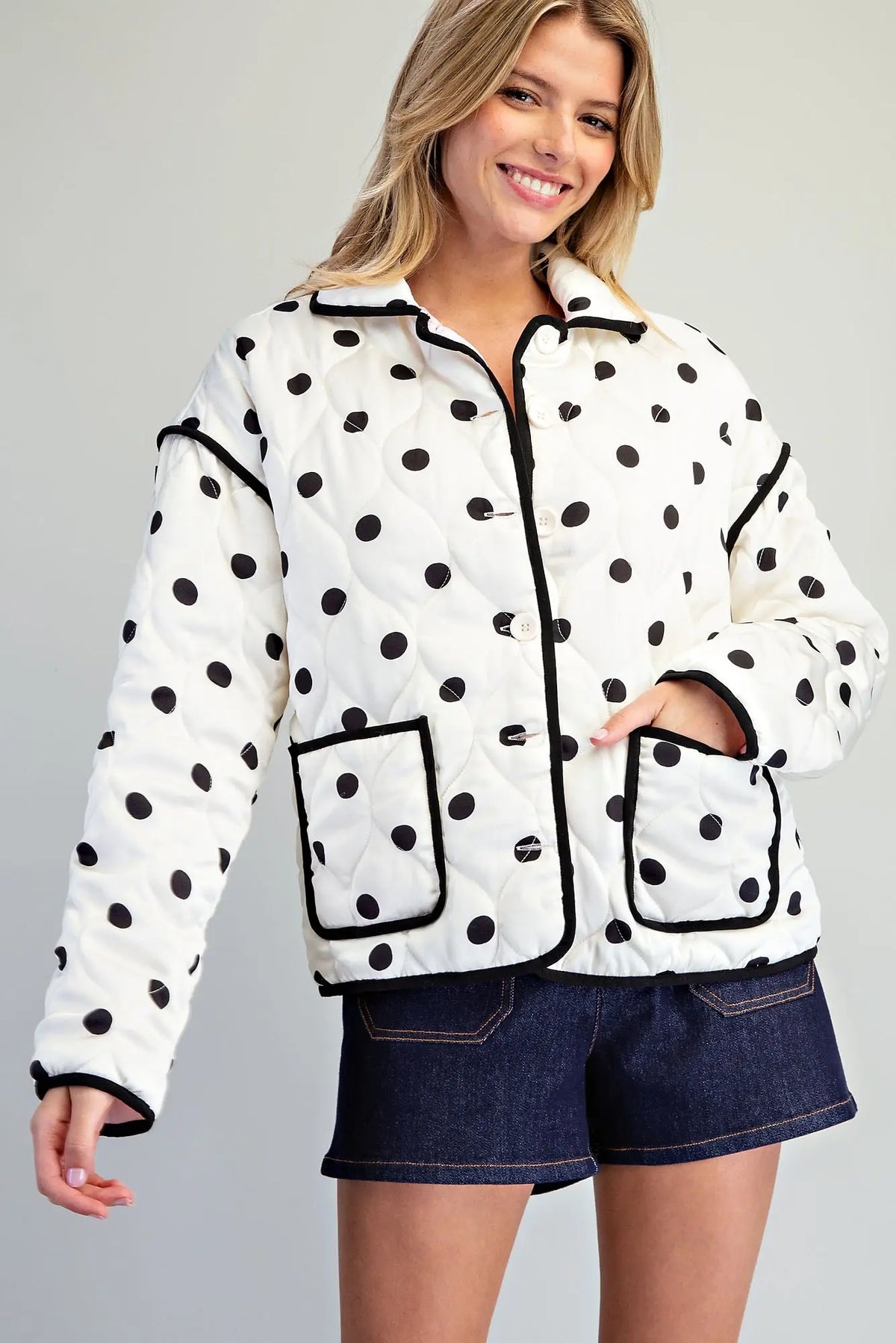 Polka Dot Quilted Jacket